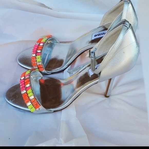 Dune Gladiator Neon Ankle Strap foil sandals 10‎ NWD - Picture 7 of 12